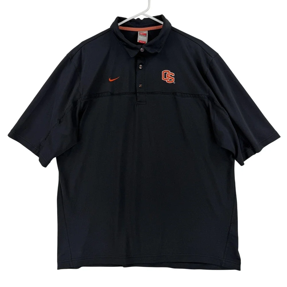 Oregon State Beavers Polo Shirt Mens XL Black NCAA‎ Football Nike Fit Dry